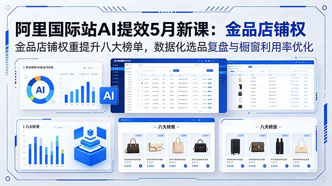阿里国际站AI提效5月新课：金品店铺权重提升八大榜单，数据化选品复盘与橱窗利用率优化-小创项目网