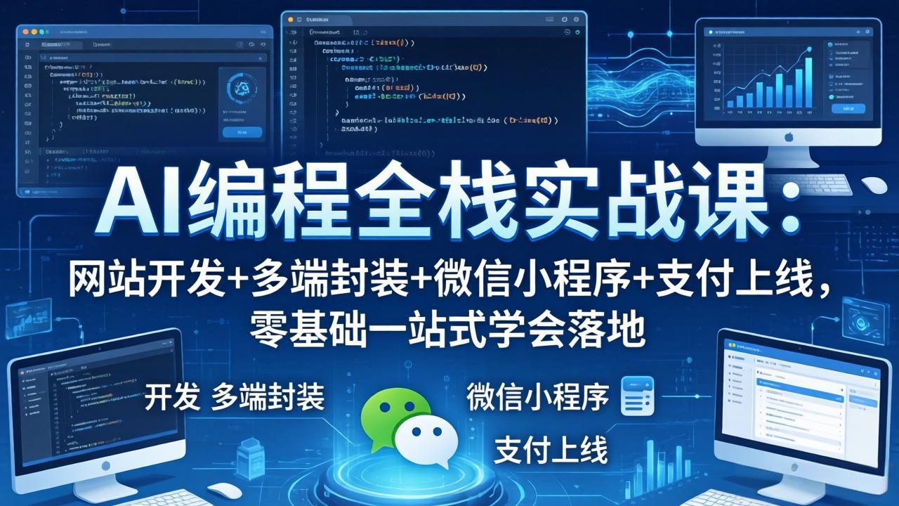 AI编程全栈实战课：网站开发+多端封装+微信小程序+支付上线，零基础一站式学会落地-小创项目网