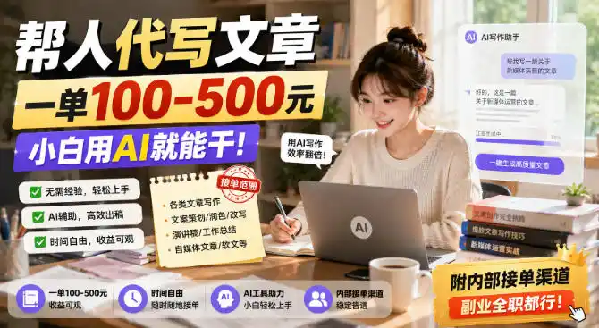 帮人代写文章，一单100-500，小白用AI就能干，附内部接单渠道，副业全职都行【揭秘】-小创项目网