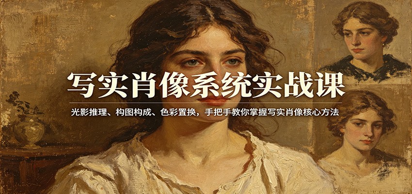 写实肖像系统实战课：光影推理、构图构成、色彩置换，手把手教你掌握写实肖像核心方法-小创项目网