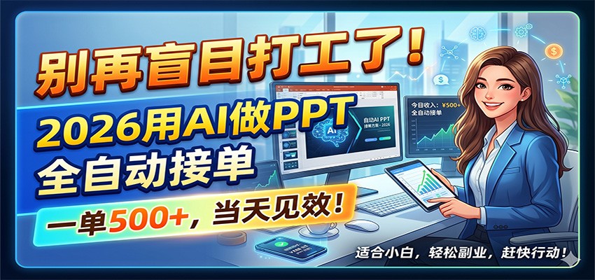 别再盲目打工了！2026用AI做PPT全自动接单，一单5张+，当天见效！-小创项目网
