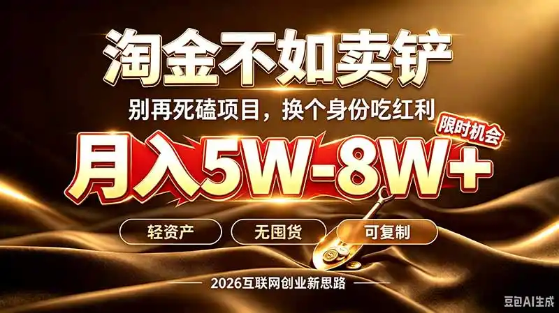 别再傻乎乎埋头跑项目！互联网真正赚钱逻辑：做卖铲人，拒绝当韭菜，逆风翻盘月入5-8W+-小创项目网
