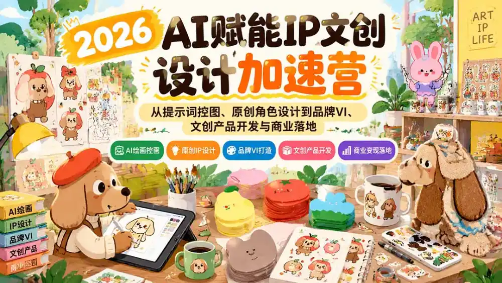 2026AI赋能IP文创设计加速营：从提示词控图、原创角色设计到品牌VI、文创产品开发与商业落地-小创项目网