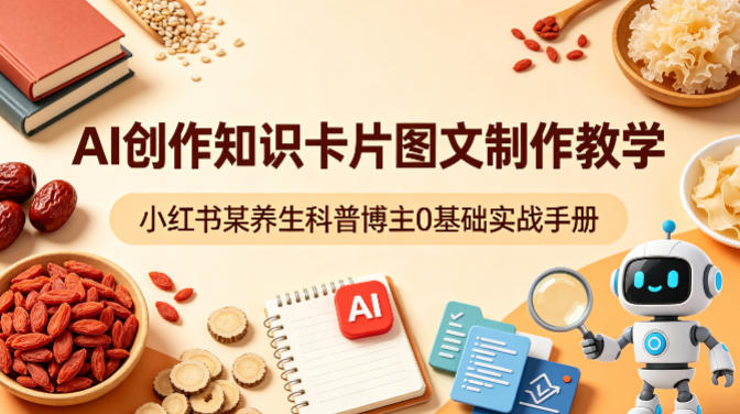 AI创作知识卡片图文制作教学，小红书某养生科普博主0基础实战手册-小创项目网