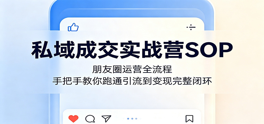 私域成交实战营SOP：朋友圈运营全流程，手把手教你跑通引流到变现完整闭环-小创项目网