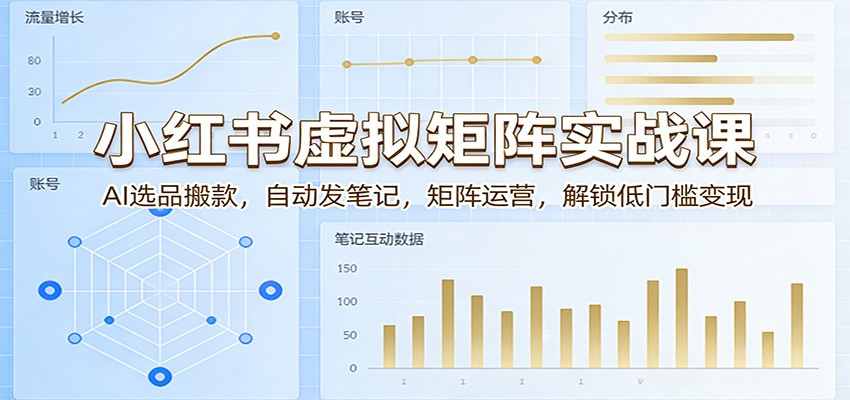小红书虚拟矩阵实战课：AI选品搬款，自动发笔记，矩阵运营，解锁低门槛变现-小创项目网