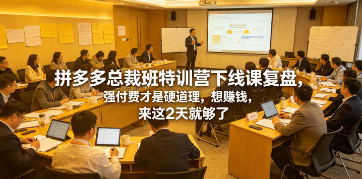 拼多多总裁班特训营下线课复盘，强付费才是硬道理，想賺钱，来这2天就够了-小创项目网