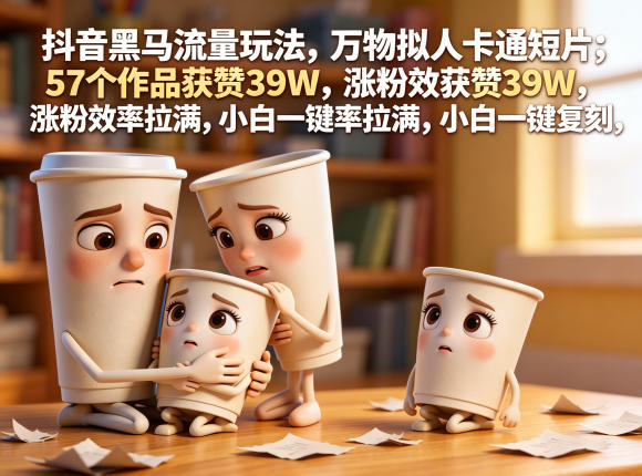 抖音黑马流量玩法，万物拟人卡通短片，57个作品获赞39W，涨粉效率拉满，小白一键复刻，保姆级拆解-小创项目网