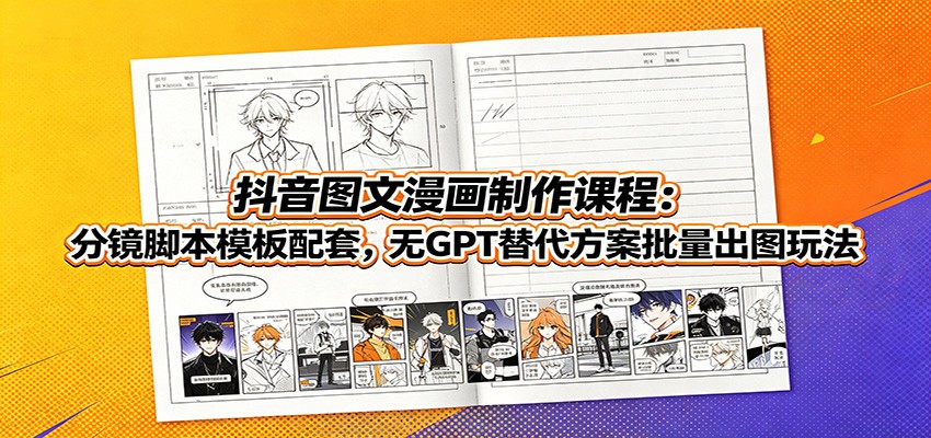 抖音图文漫画制作课程：分镜脚本模板配套，无GPT替代方案批量出图玩法-小创项目网