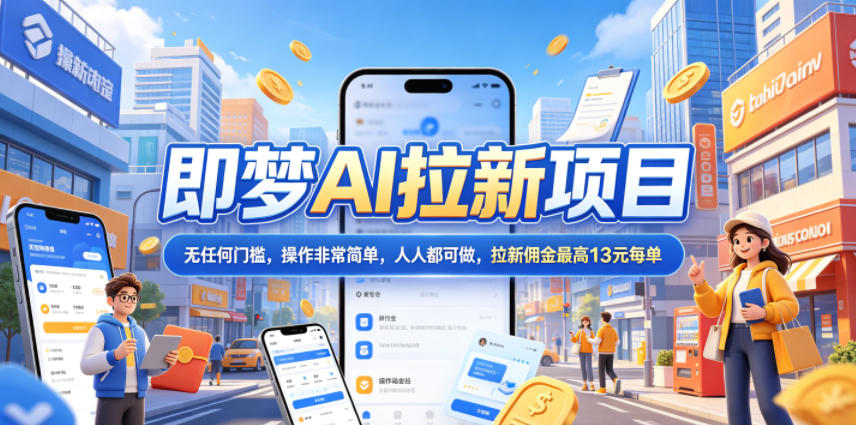 2026年即梦AI拉新项目最新玩法，无任何门槛，操作非常简单，人人都可做，拉新佣金最高13元每单-小创项目网
