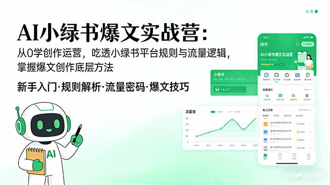 AI 小绿书爆文实战营：从0学创作运营，吃透小绿书平台规则与流量逻辑，掌握爆文创作底层方法-小创项目网
