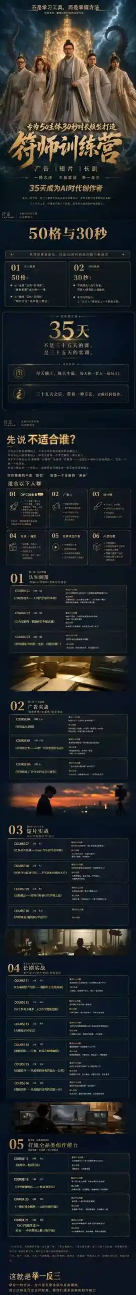 多参宗符师训练营，35天成为AI时代创作者，广告|短片|长剧，一种方法，三段实训，举一反三，打通全品类的创作能力-小创项目网