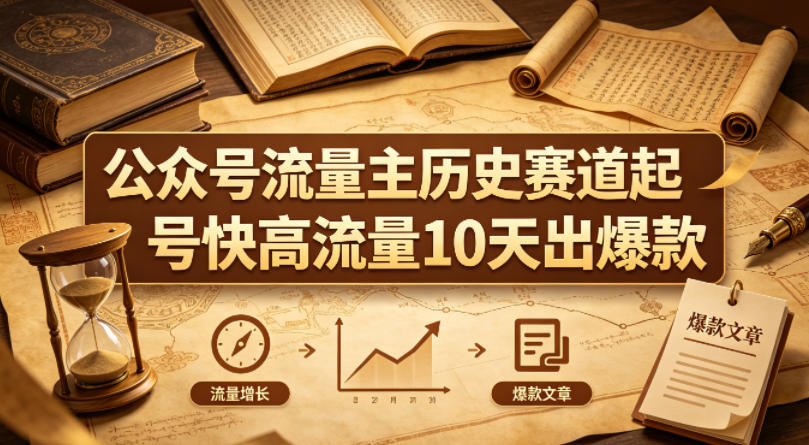 公众号流量主之历史赛道，起号快+高流量，10天就能出爆款！-小创项目网