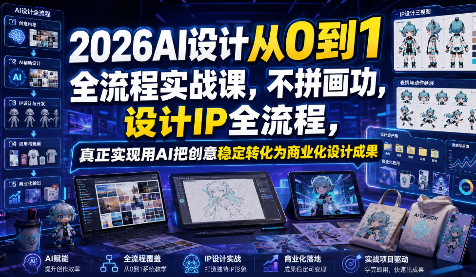 2026AI设计从0到1全流程实战课，不拼画功，设计IP全流程，真正实现用AI把创意稳定转化为商业化设计成果-小创项目网