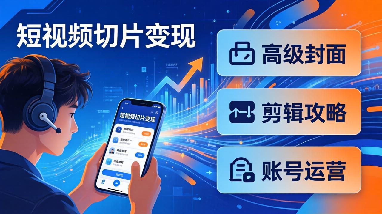 短视频切片变现速成班2.0：高级封面+剪辑攻略+账号运营，0基础小白快速入局副业-小创项目网