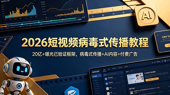 2026短视频病毒式传播教程：20亿+曝光已验证框架，病毒式传播+AI内容+付费广告-小创项目网