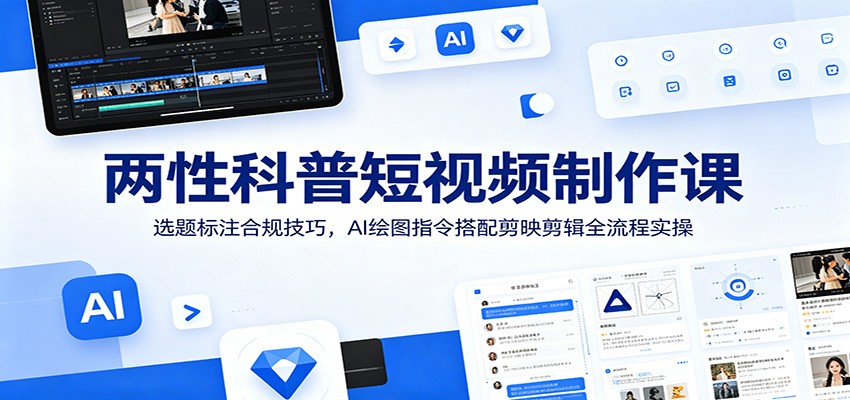 两性科普短视频制作课：选题标注合规技巧，AI绘图指令搭配剪映剪辑全流程实操-小创项目网