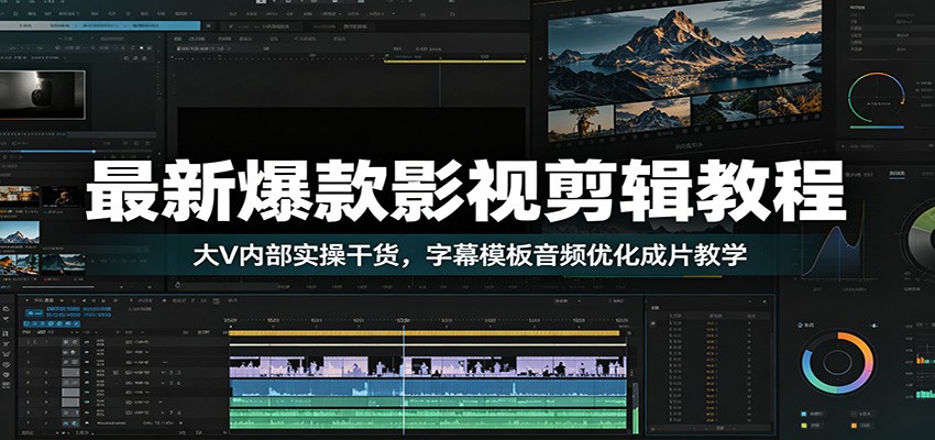 最新爆款影视剪辑教程：大V内部实操干货，字幕模板音频优化成片教学-寒山客