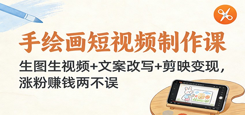 手绘画短视频制作课：生图生视频+文案改写+剪映变现，涨粉赚钱两不误-小创项目网