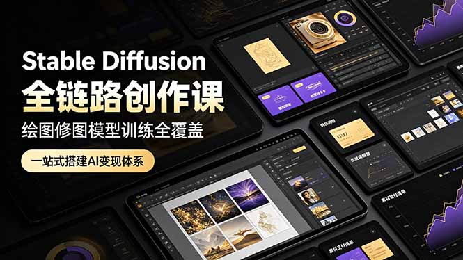 Stable Diffusion全链路创作课，绘图修图模型训练全覆盖，一站式搭建AI变现体系-寒山客
