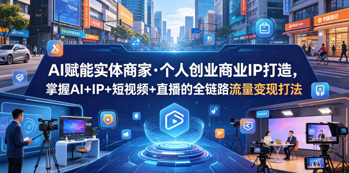 AI赋能实体商家·个人创业商业IP打造，掌握AI+IP+短视频+直播的全链路流量变现打法-小创项目网