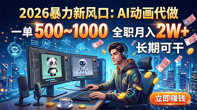 2026暴力新风口：AI动画代做，一单500~1000，全职月入2W+，长期可干-寒山客