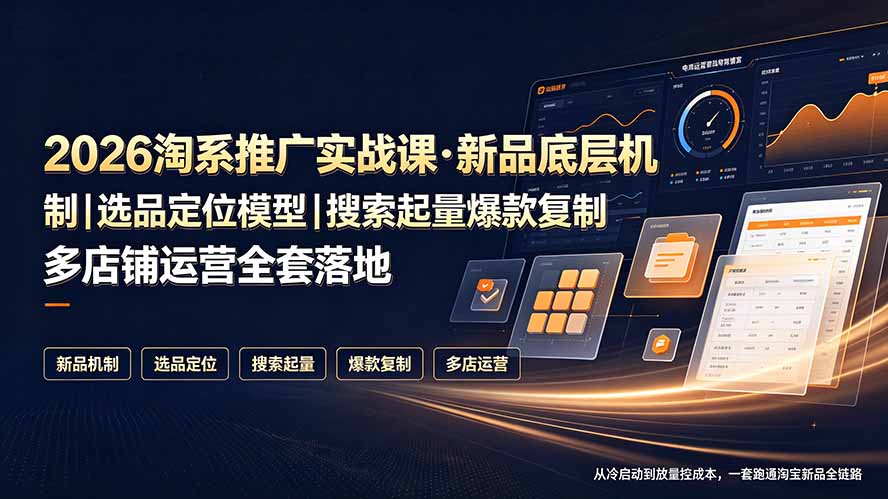 2026淘系推广实战课·新品底层机制｜选品定位模型｜搜索起量爆款复制多店铺运营全套落地教程-小创项目网