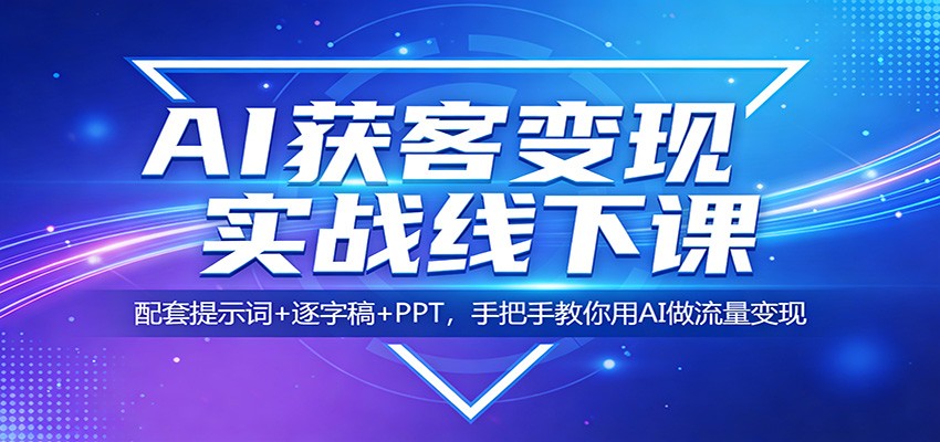 AI获客变现实战线下课：配套提示词+逐字稿+PPT，手把手教你用AI做流量变现-小创项目网