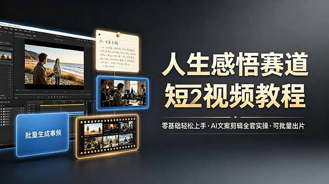 人生感悟赛道短视频教程,零基础轻松上手,AI文案剪辑全套实操可批量出片插图 人生感悟赛道短视频教程,零基础轻松上手,AI文案剪辑全套实操可批量出片插图