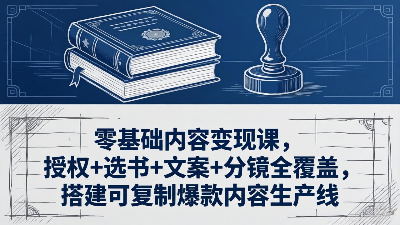 零基础内容变现课，授权+选书+文案+分镜全覆盖，搭建可复制爆款内容生产线-小创项目网