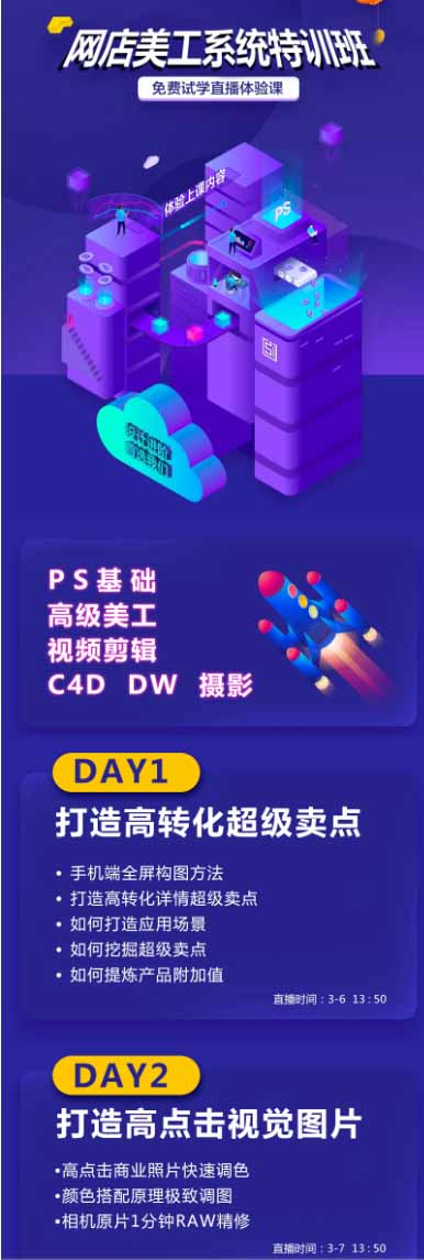 网店美工系统精英班-7月：PS基础×主图设计×海报实战×详情页×首页装修×产品修图×视频剪辑×人像精修。-小创项目网