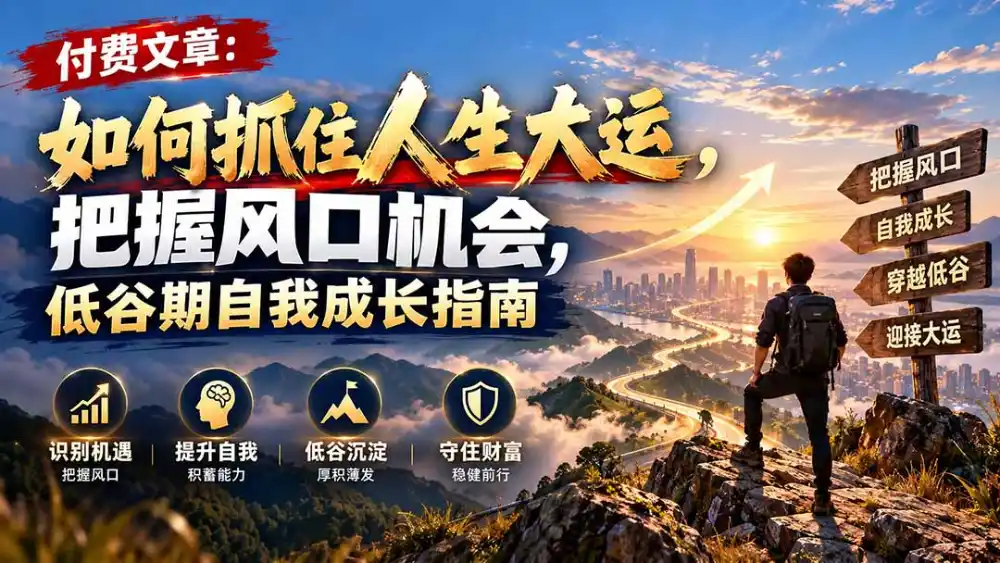 付费文章：如何抓住人生大运，把握风口机会，低谷期自我成长指南-小创项目网