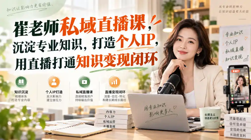 崔老师私域直播课，沉淀专业知识，打造个人IP，用直播打通知识变现闭环-小创项目网