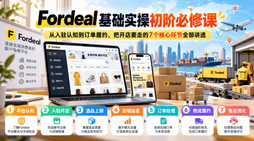 Fordeal基础实操初阶必修课，从入驻认知到订单履约，把开店要走的7个核心环节全部讲透-小创项目网