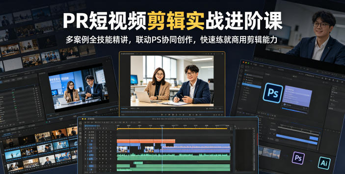 PR短视频剪辑实战进阶课，多案例全技能精讲，联动PS协同创作，快速练就商用剪辑能力-小创项目网