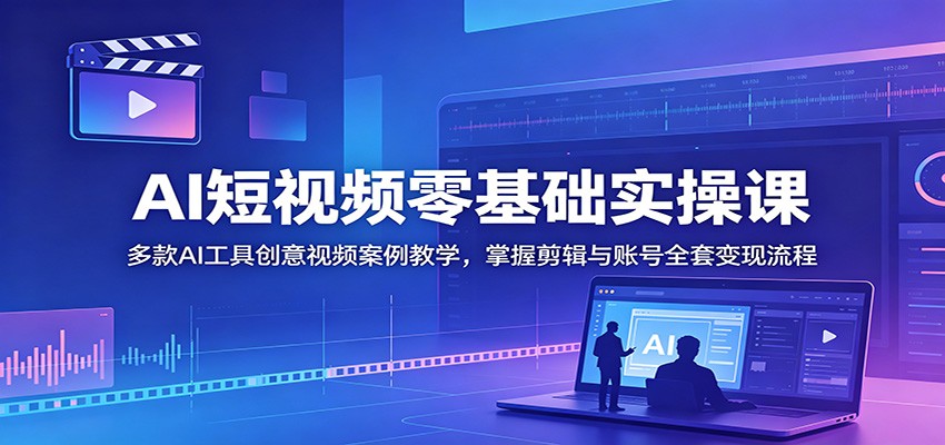AI短视频零基础实操课：多款AI工具创意视频案例教学，掌握剪辑与账号全套变现流程-寒山客