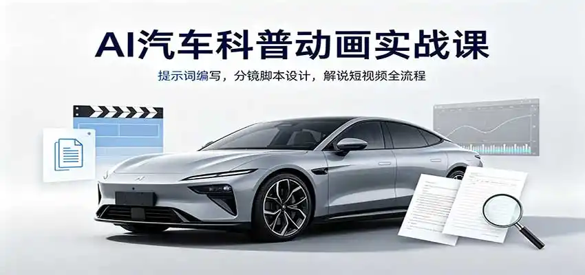 AI汽车科普动画实战课：提示词编写，分镜脚本设计，解说短视频全流程-小创项目网