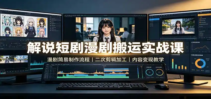 解说短剧漫剧搬运实战课：漫剧简易制作流程，二次剪辑加工，内容变现教学-小创项目网