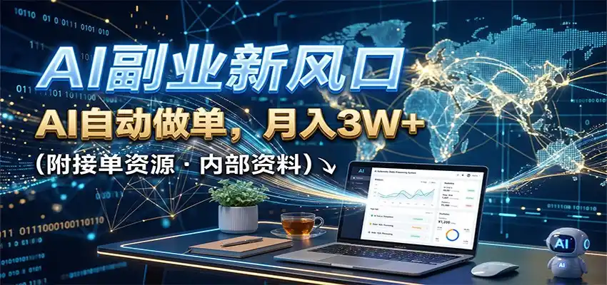 AI副业新风口，AI自动做单，月入3W+，附接单资源-小创项目网