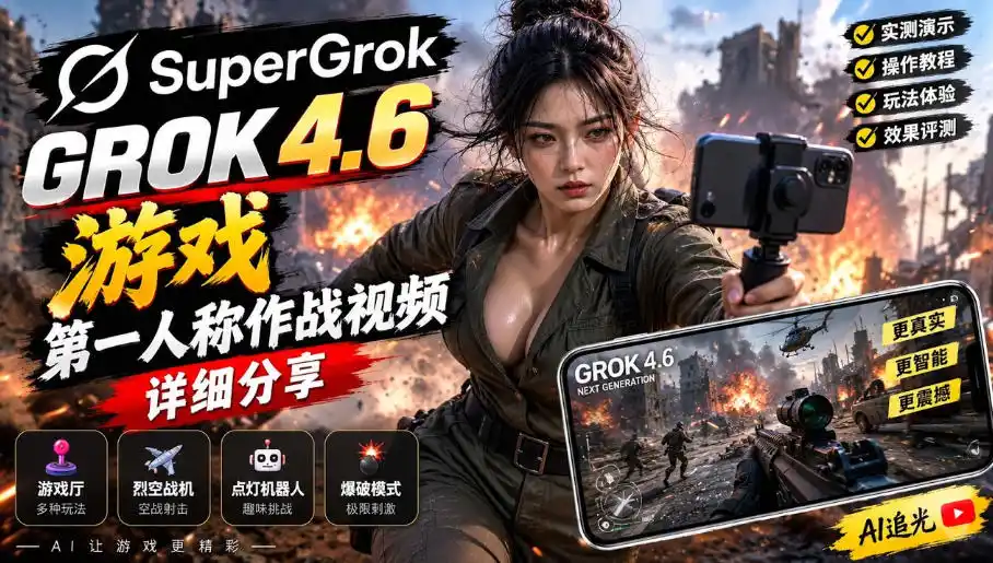 Grok 4.6也能做游戏?第一人称作战视频实测|玩法详细讲解-寒山客