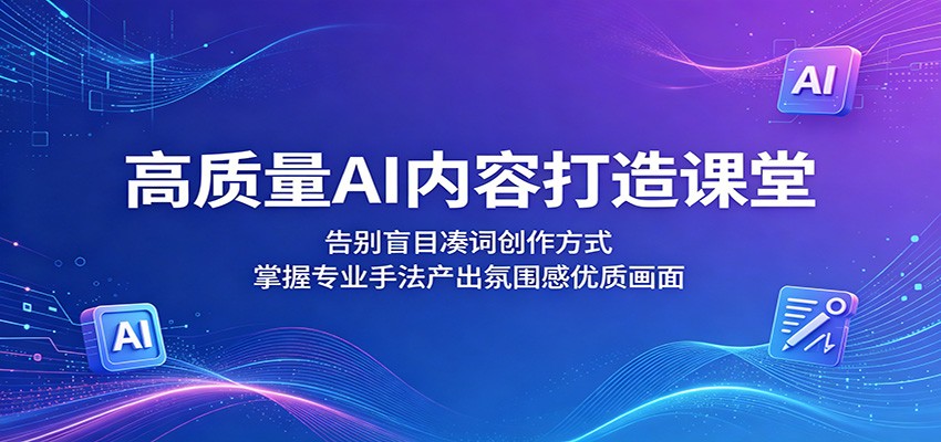 高质量AI内容打造课堂：告别盲目凑词创作方式，掌握专业手法产出氛围感优质画面-小创项目网