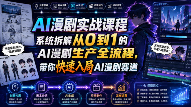 AI漫剧实战课程，系统拆解从0到1的AI漫剧生产全流程，带你快速入局AI漫剧赛道-小创项目网