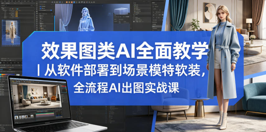 效果图类AI全面教学｜从软件部署到场景模特软装，全流程AI出图实战课-小创项目网