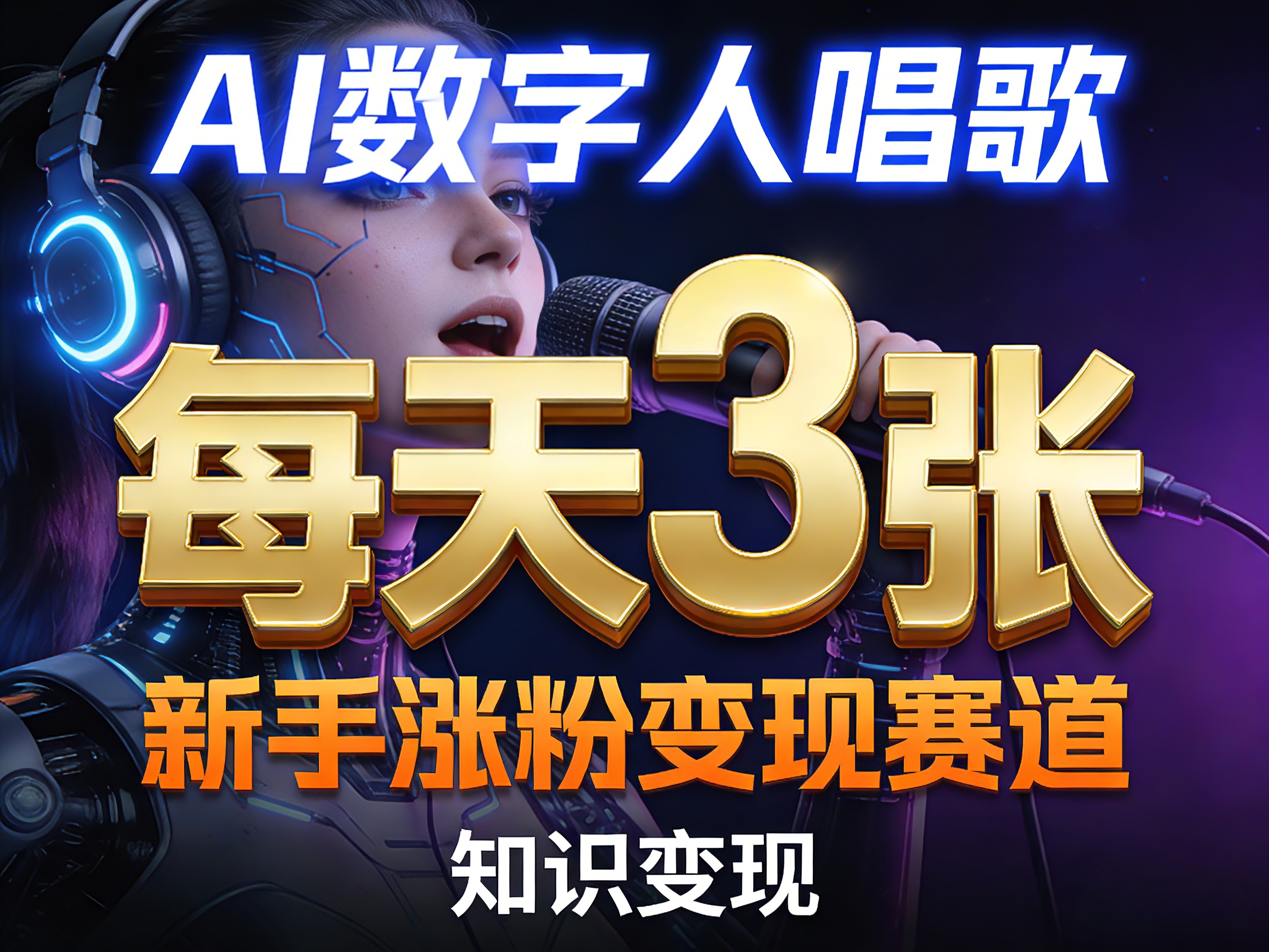 AI数字人唱歌，新手涨粉变现赛道，每天3张和知识付费，副业必备-小创项目网