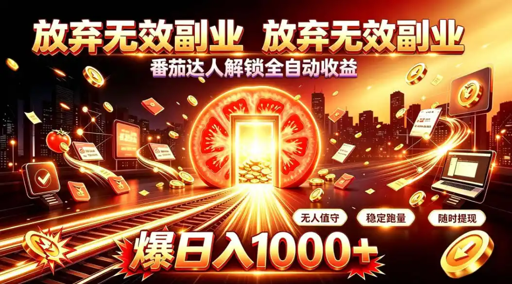 放弃无效副业，番茄达人解锁全自动收益，日入1k+，门槛最低的线上轻资产项目【揭秘】-小创项目网