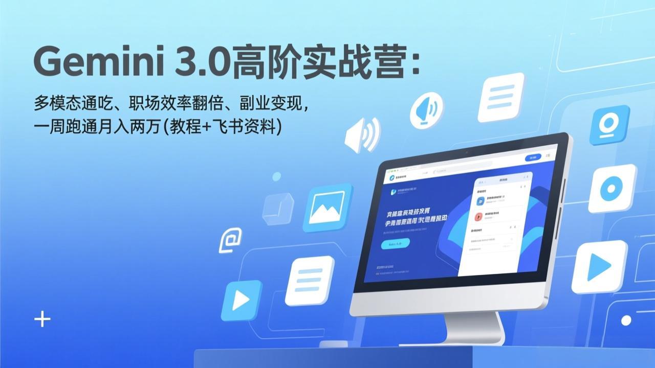 Gemini 3.0高阶实战营：多模态通吃、职场效率翻倍、副业变现，一周跑通月入两万(教程+飞书资料-小创项目网