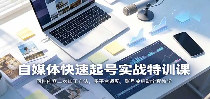 自媒体快速起号实战特训课：四种内容二次加工方法，多平台适配，账号冷启动全套教学-小创项目网
