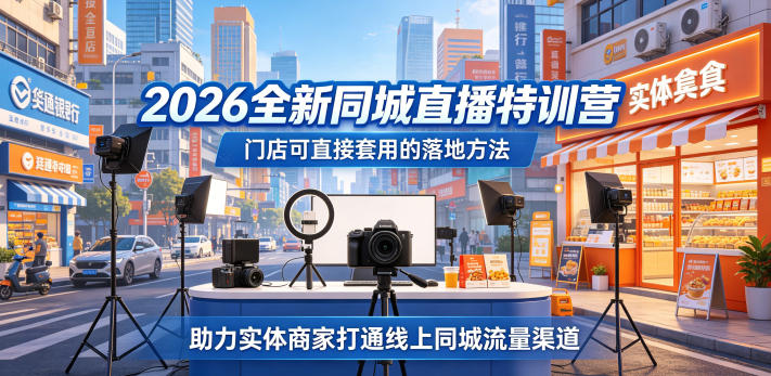 2026全新同城直播特训营，门店可直接套用的落地方法，助力实体商家打通线上同城流量渠道-小创项目网