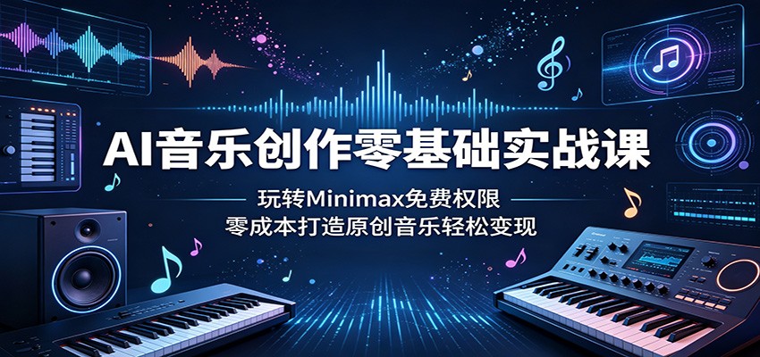 AI音乐创作零基础实战课：玩转Minimax免费权限，零成本打造原创音乐轻松变现-小创项目网