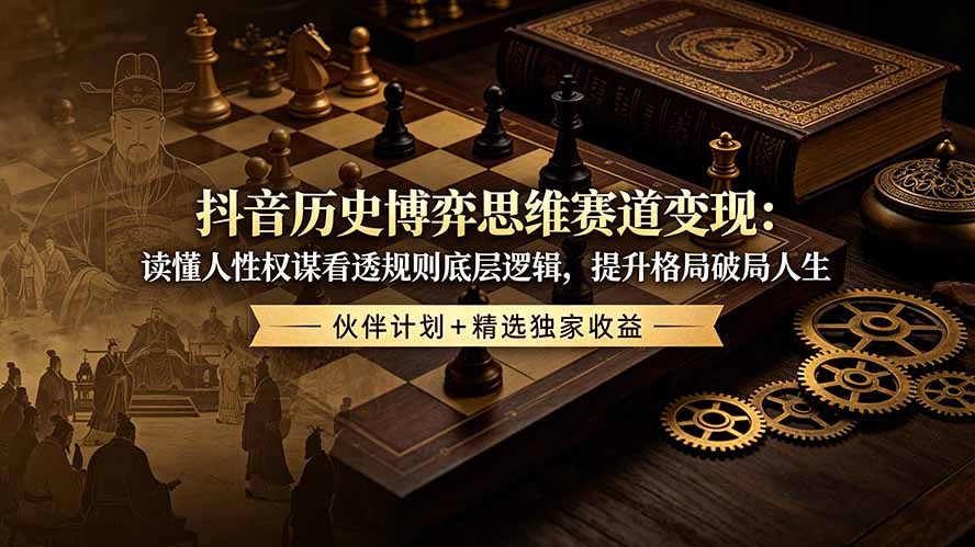 抖音历史博弈思维赛道变现：读懂人性权谋看透规则底层逻辑，提升格局破局人生，伙伴计划+精选独家收益-寒山客